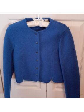 Vintage Carroll Reed Boiled Wool Short Jacket, Royal Blue, Size 8, EUC